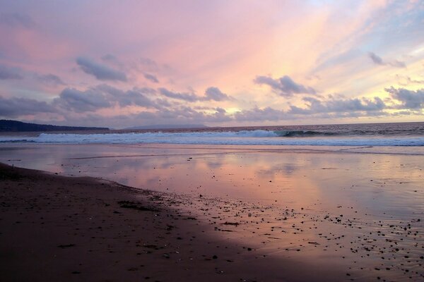 Sunset sky over the seashore