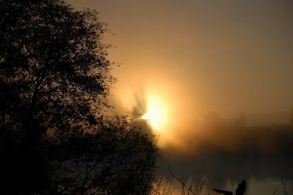 All alba, il sole sorge lentamente nel cielo