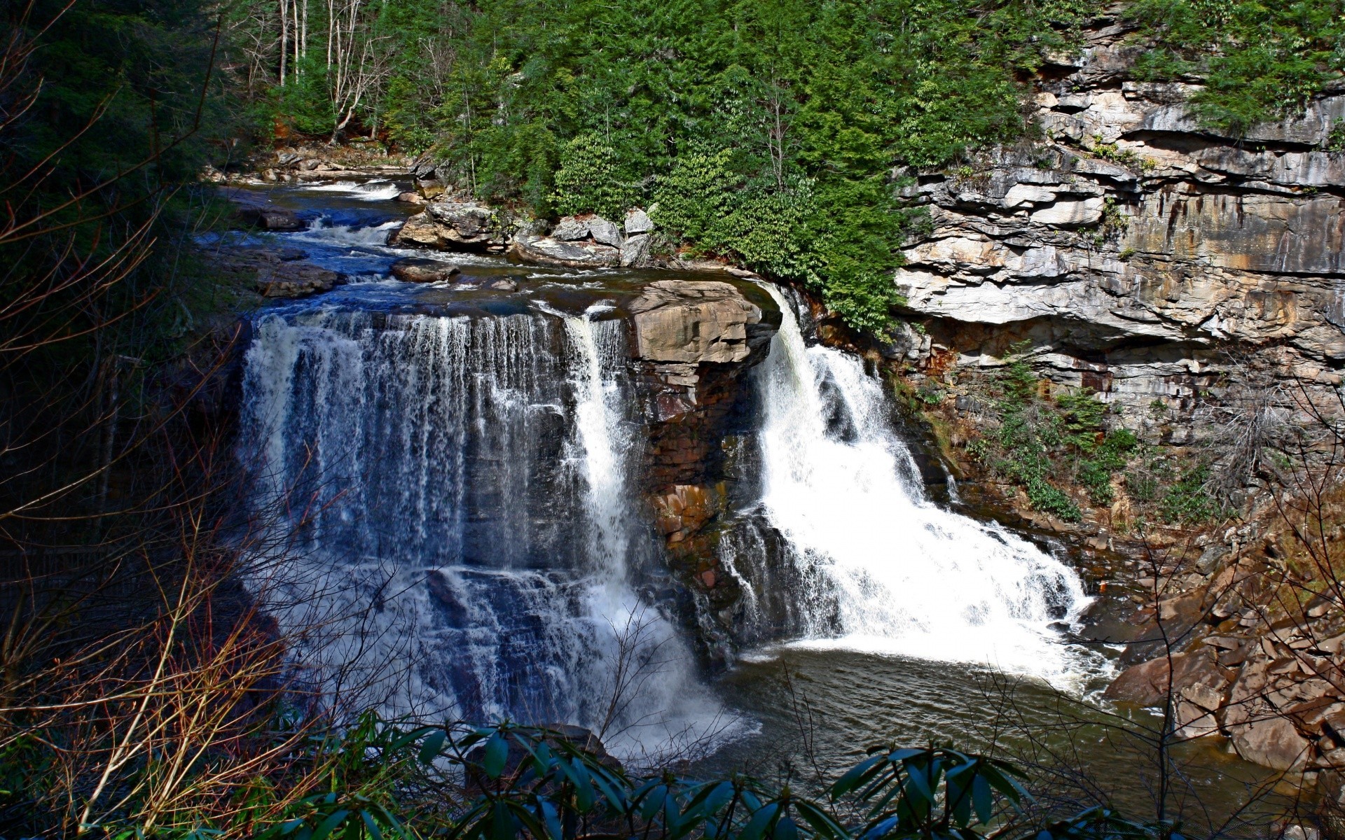 waterfalls water waterfall stream river wood nature rock creek cascade outdoors landscape fall tree leaf flow travel motion rapids scenic