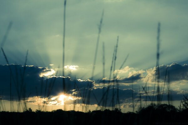 Foto des Himmels mit Wolken und Sonnenuntergang