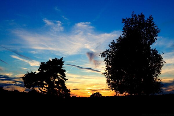 Landschaft. Bunte Himmel auf Sonnenuntergang Hintergrund