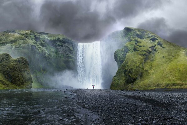 Mesmerizing waterfall landscape in the mountains