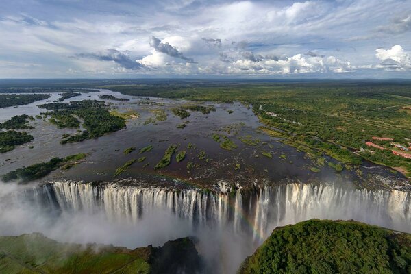 Waterfalls of rivers. Amazing landscapes