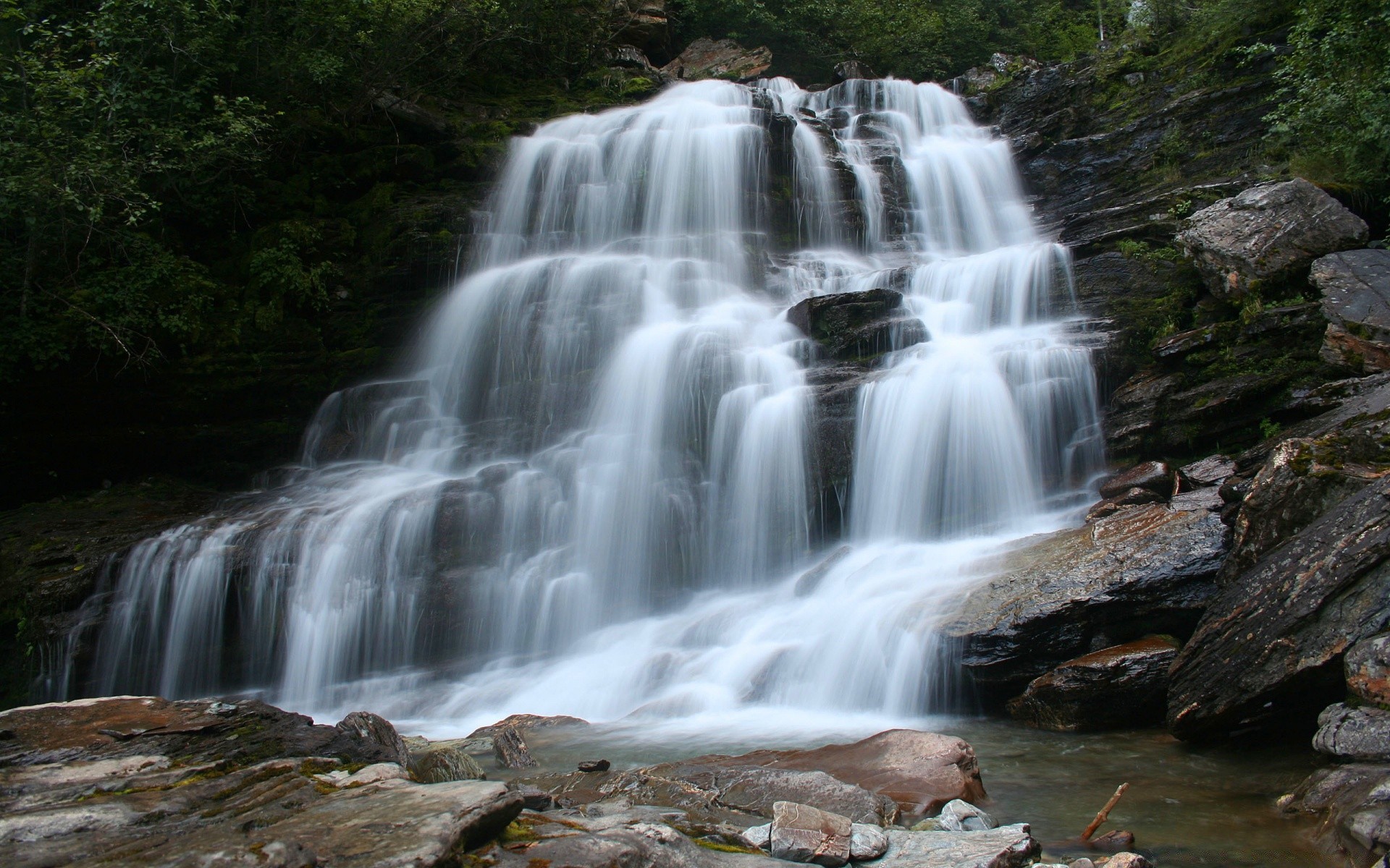 cascate cascata acqua fiume flusso cascata natura roccia autunno legno creek movimento muschio flusso purezza paesaggio fotografia bagnato viaggi slick