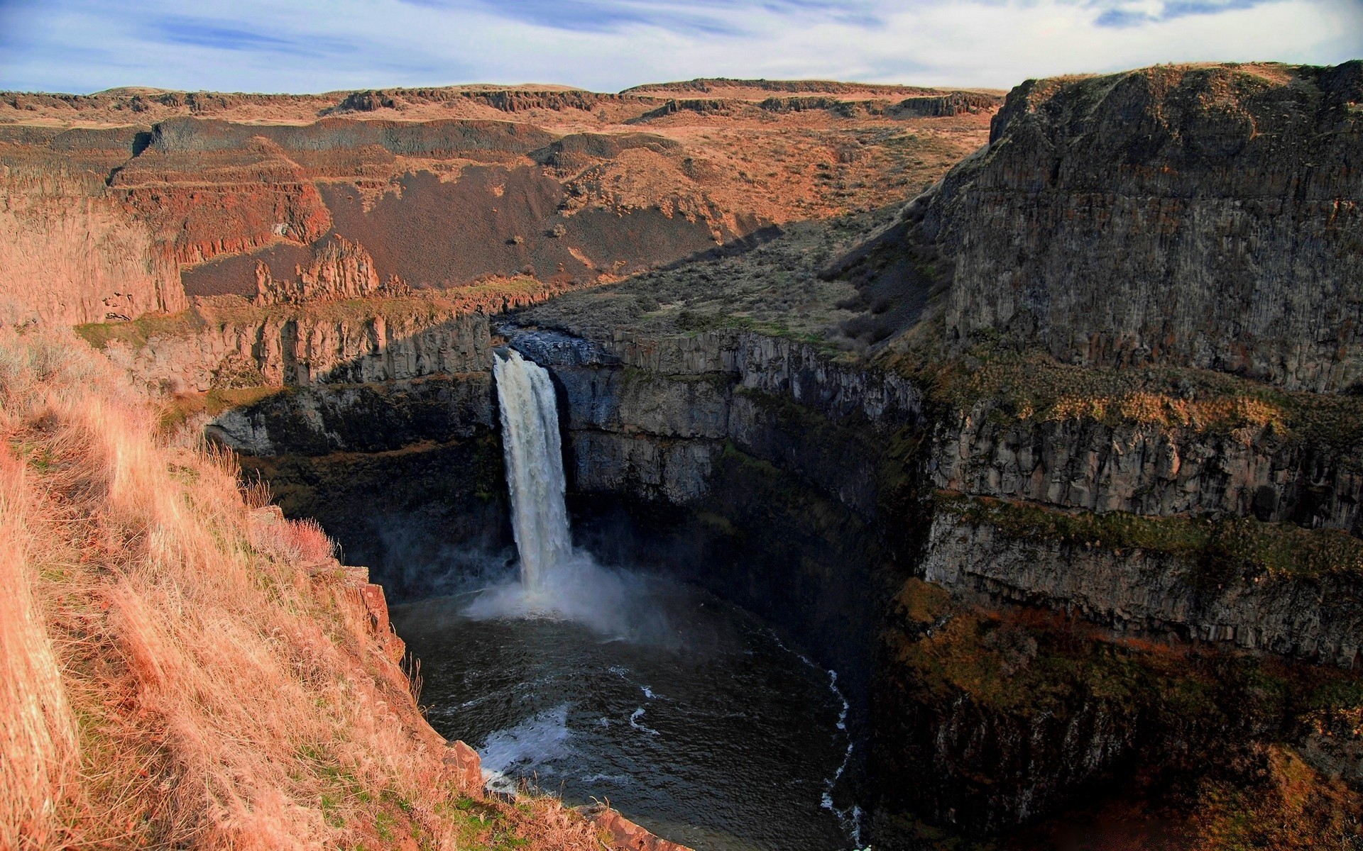 waterfalls water canyon landscape travel river outdoors scenic geology rock nature desert sky valley