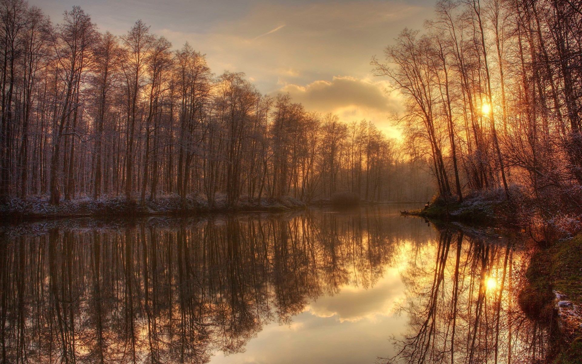 automne aube réflexion eau paysage nature lac arbre bois coucher de soleil rivière automne soirée en plein air