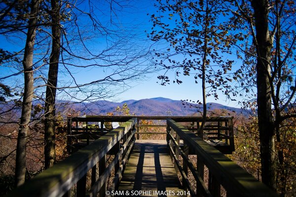 Observation deck on a mountain slope