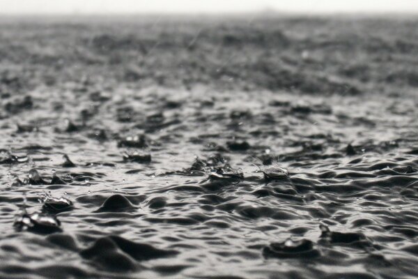 Gotas de agua en la superficie en forma aproximada