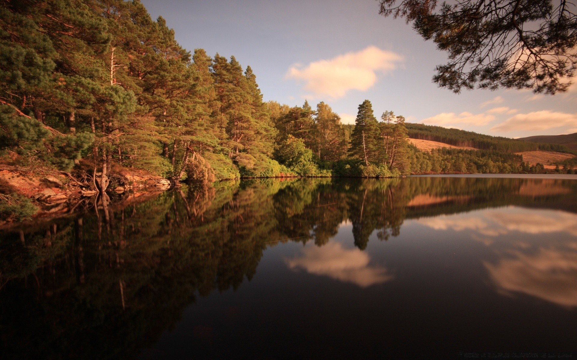 lake water reflection river landscape tree travel nature wood outdoors fall dawn sky sunset