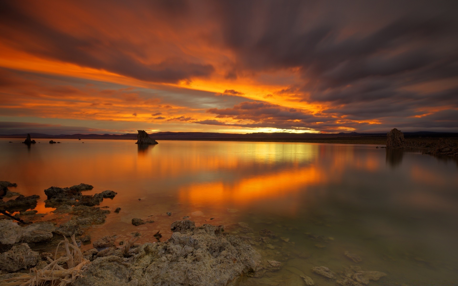 lac coucher de soleil eau aube réflexion soir crépuscule soleil ciel plage