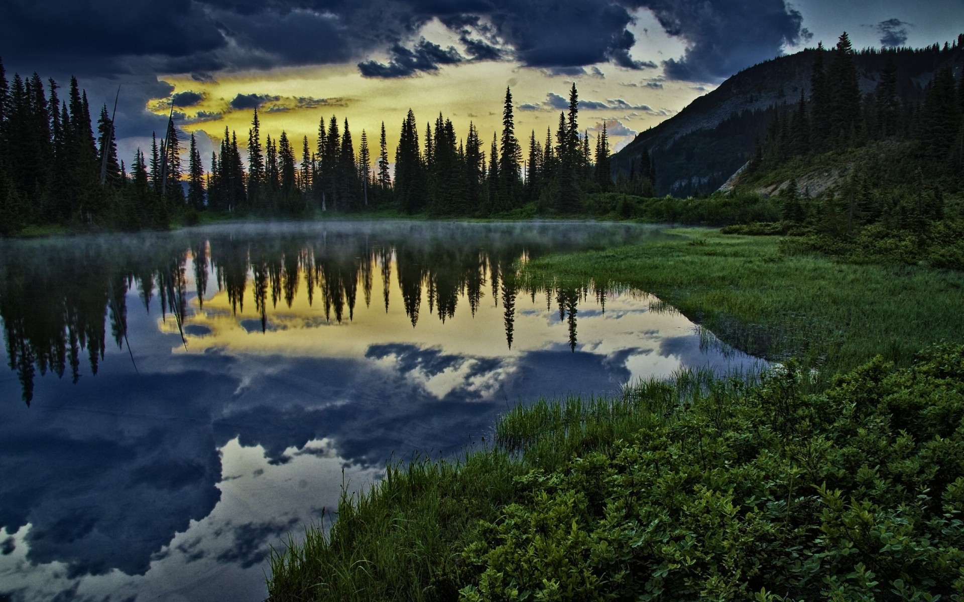 lake water landscape reflection mountain outdoors scenic river wood daylight conifer tree nature evergreen travel dawn