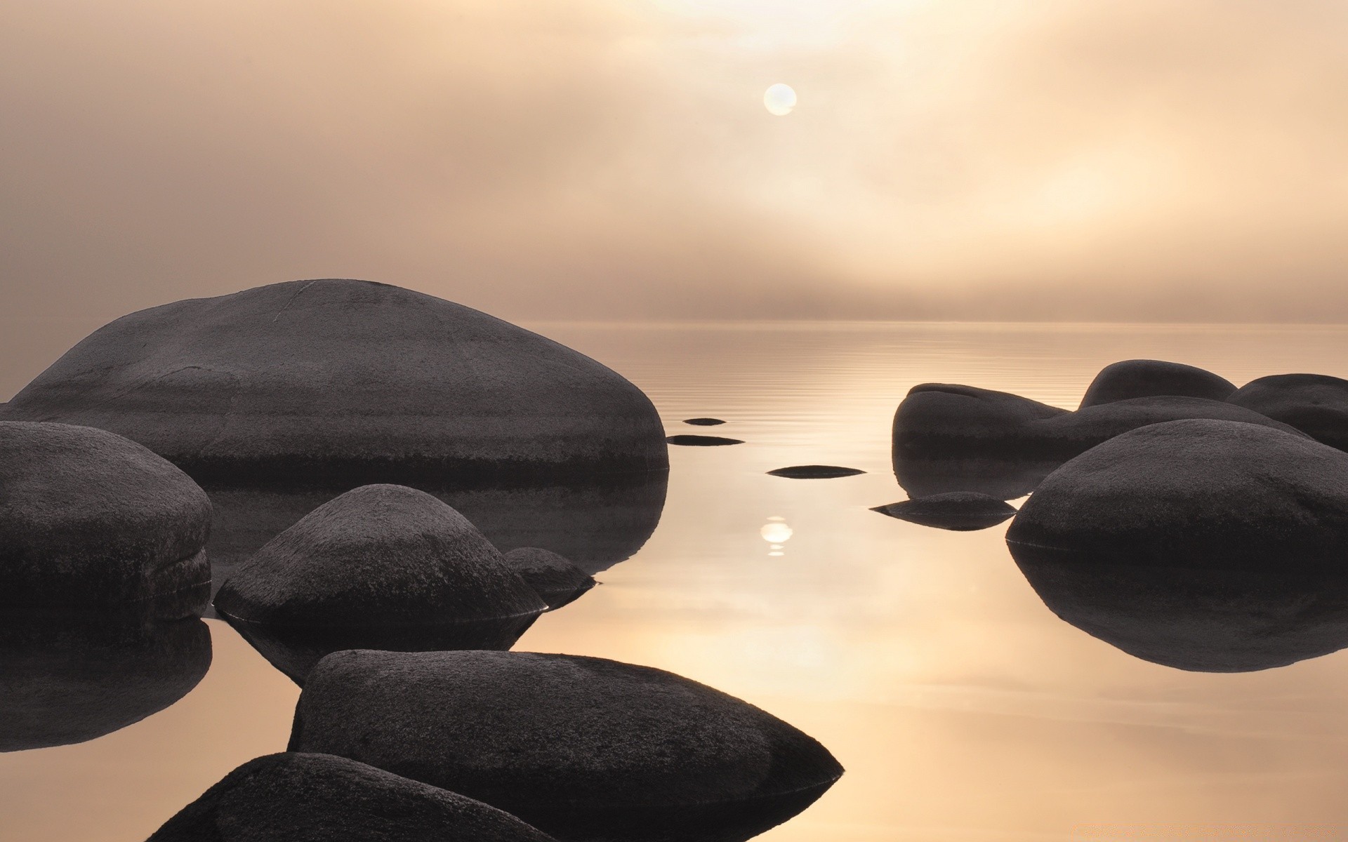 lac zen plage équilibre stabilité méditation coucher de soleil eau minimalisme détente mer rock nature soleil boulder mer soir sang-froid pavé harmonie