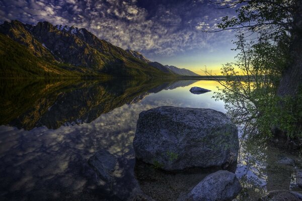 Mountain landscape. Reflection in water