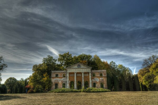 Beautiful autumn view of the building