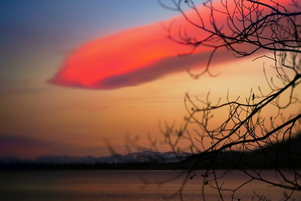 An unusual sunset on a gloomy evening