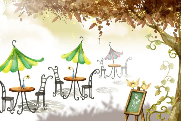 Illustration Pergola d automne sous un arbre 