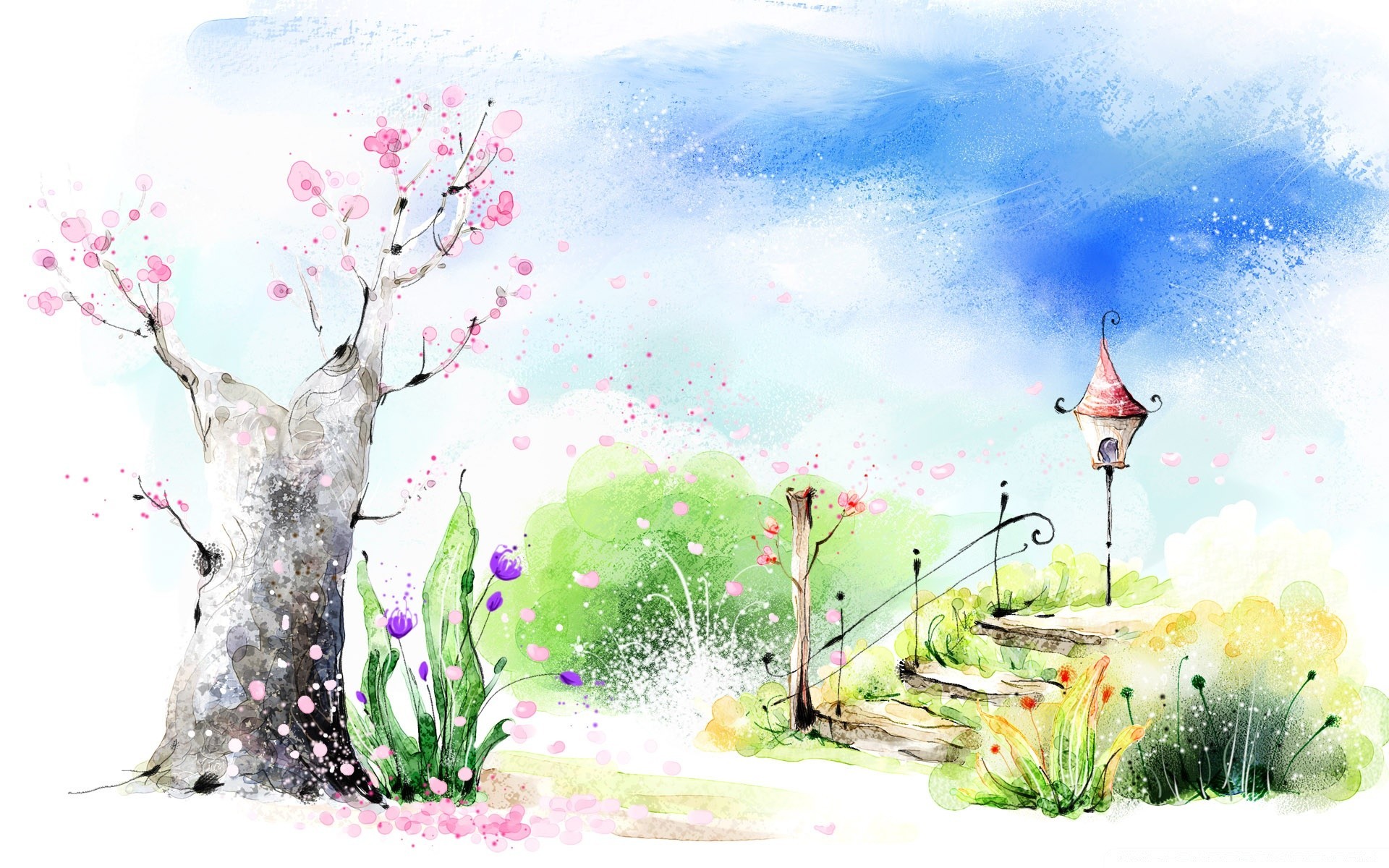 spring nature flower splash summer sky season desktop landscape tree