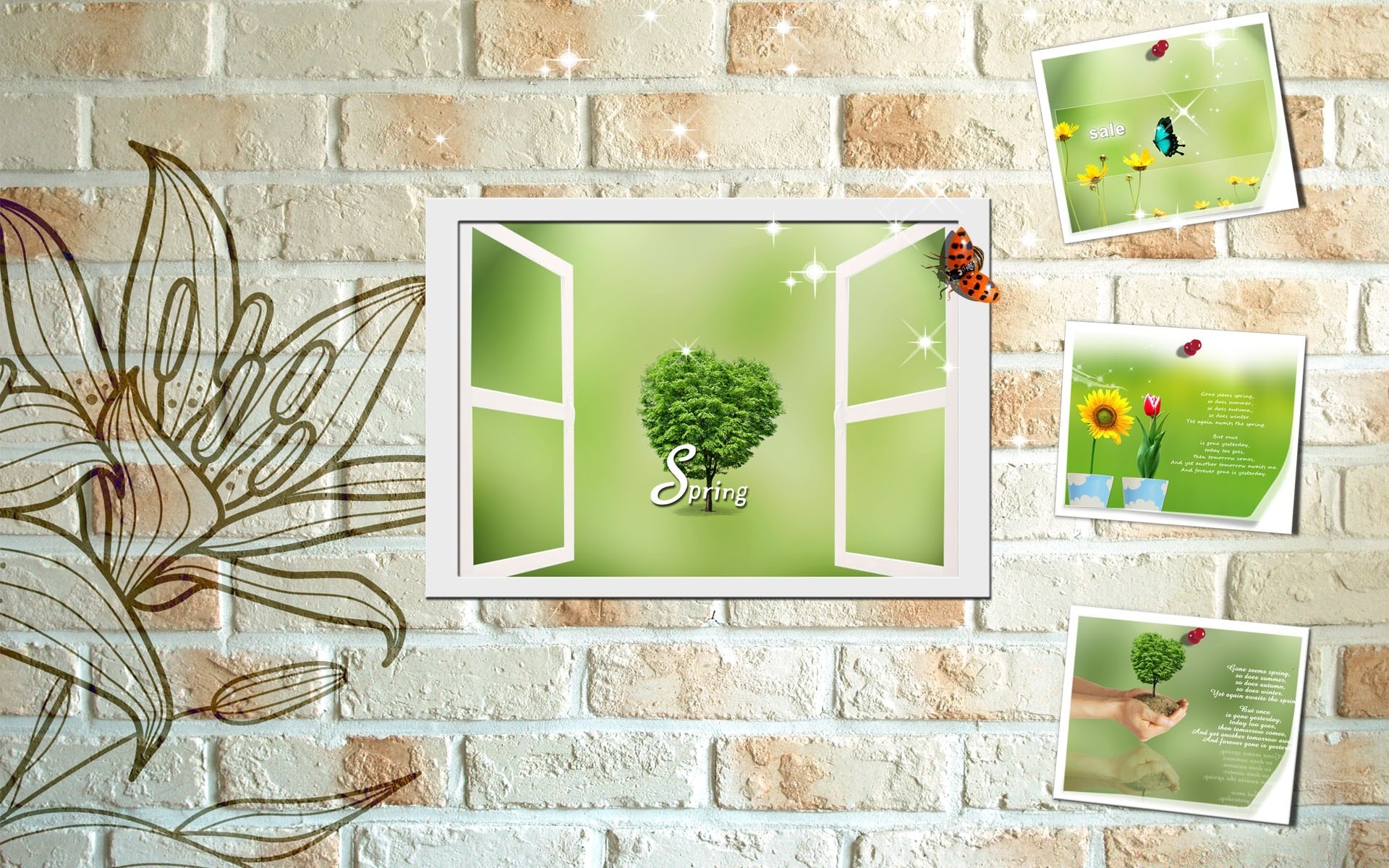 primavera parete architettura retro photo frame design decorazione vecchio casa desktop interior design