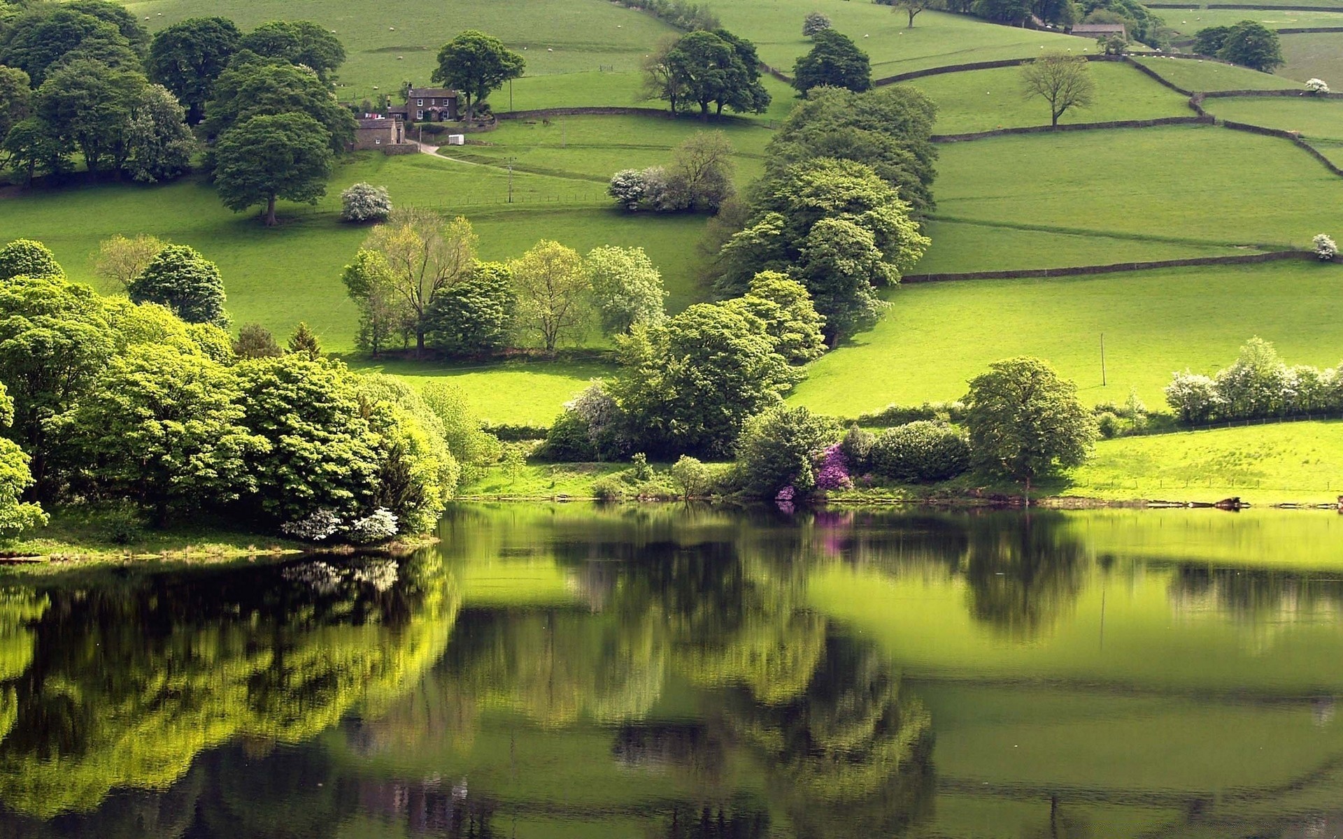 lake landscape water pool grass golf nature reflection tree river scenic summer outdoors countryside park environment travel rural composure