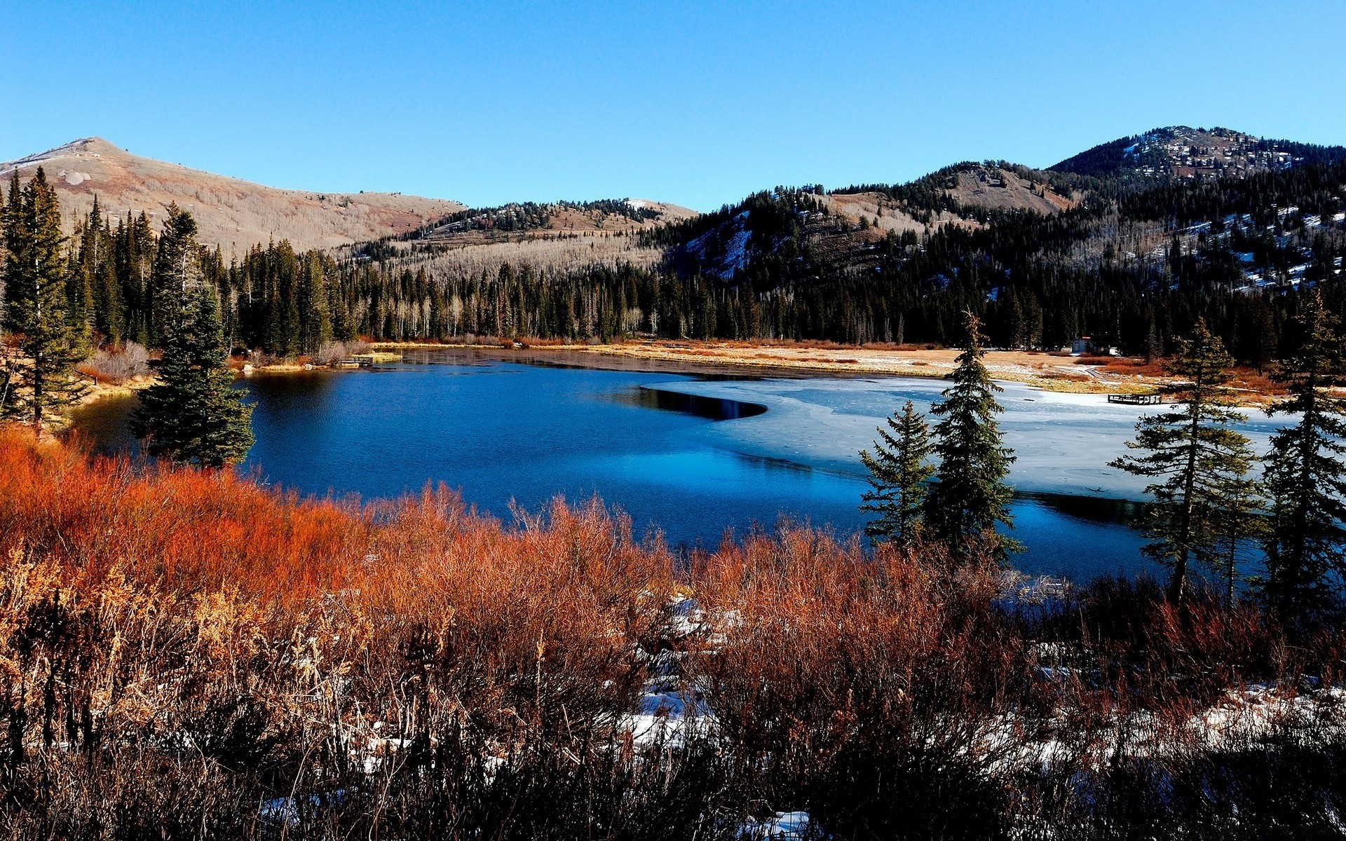 lake water reflection nature outdoors landscape travel scenic sky fall wood tree mountain river daylight