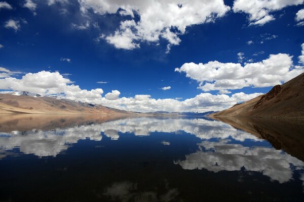 Nature at the mountains with blue lake