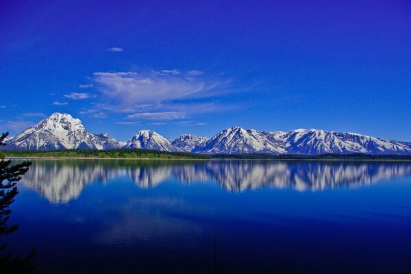 Natural landscape with blue sky and mountains