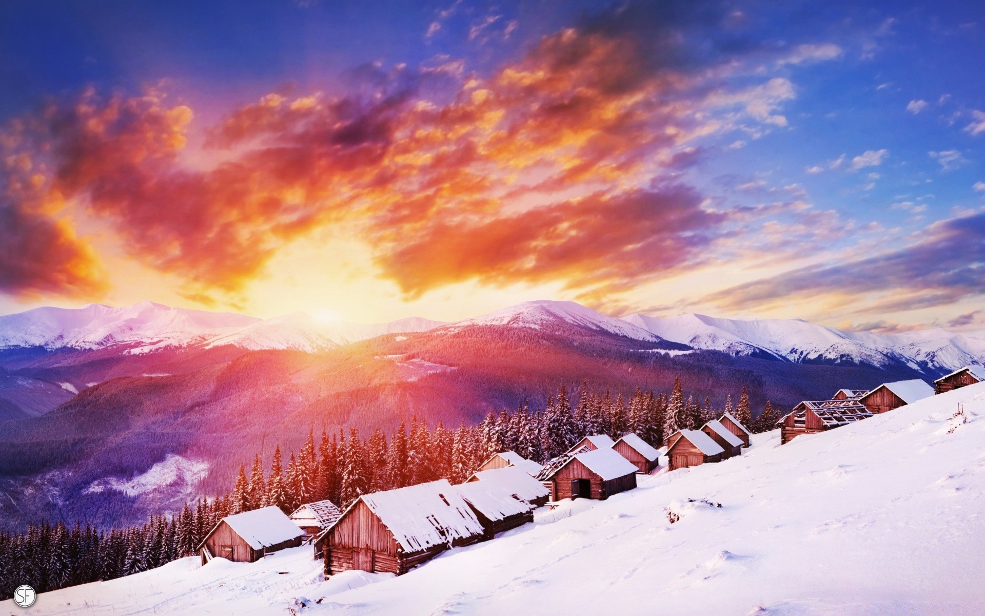 invierno nieve montañas paisaje escénico frío cielo al aire libre puesta de sol naturaleza hielo