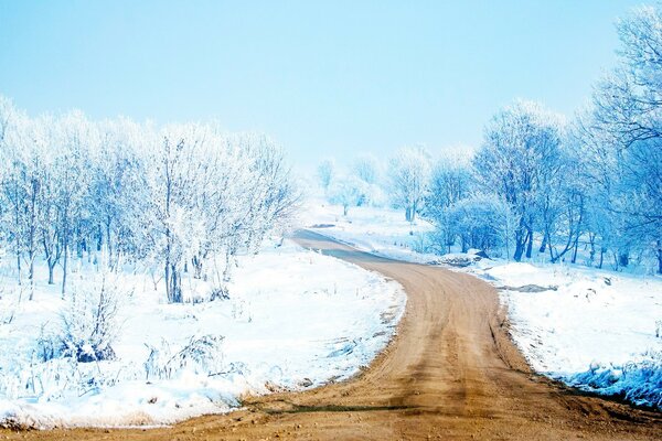 The road in the winter expanses