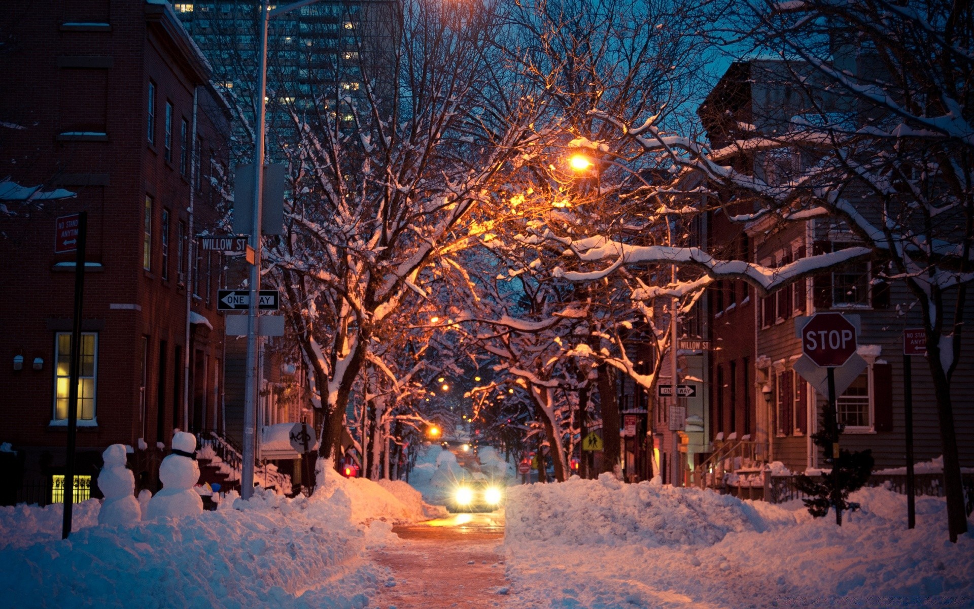 hiver neige lumière froid arbre soirée voyage noël bois à l extérieur maison congelés météo glace