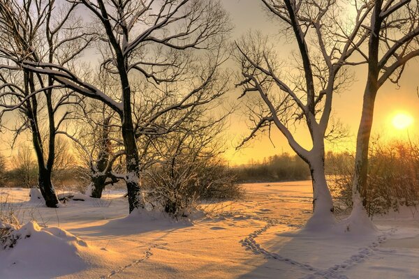 Belle aube matin d hiver