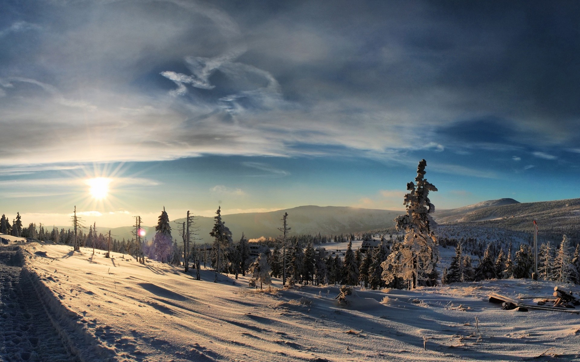 winter schnee sonnenuntergang dämmerung himmel reisen landschaft kälte natur sonne abend frost licht