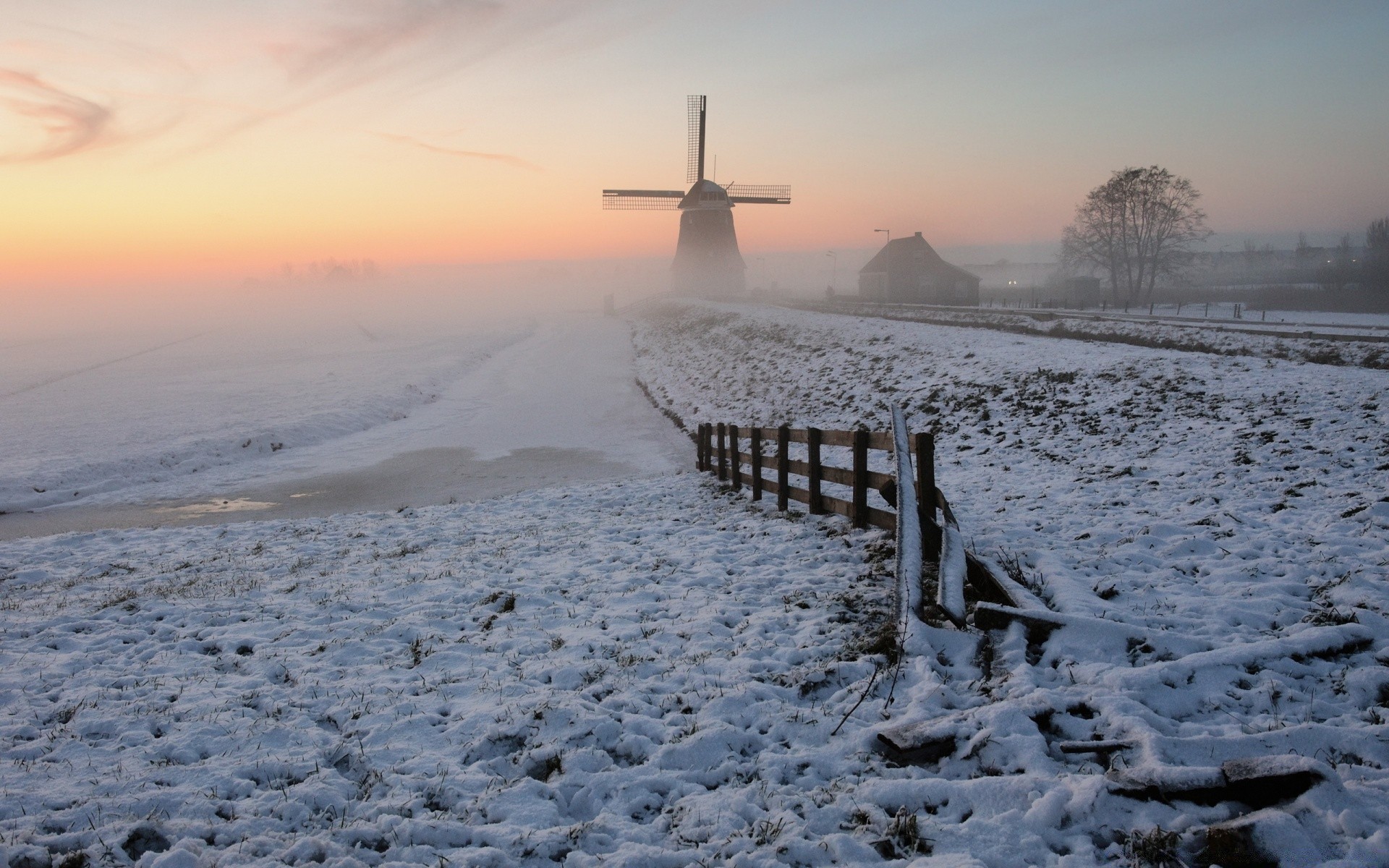 winter snow dawn landscape water cold sunset sky travel frozen ice outdoors frost evening sea beach nature seashore fog