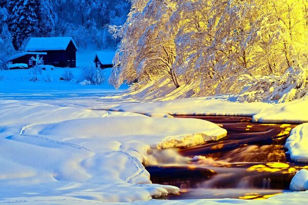 Pintura de nieve fría en invierno