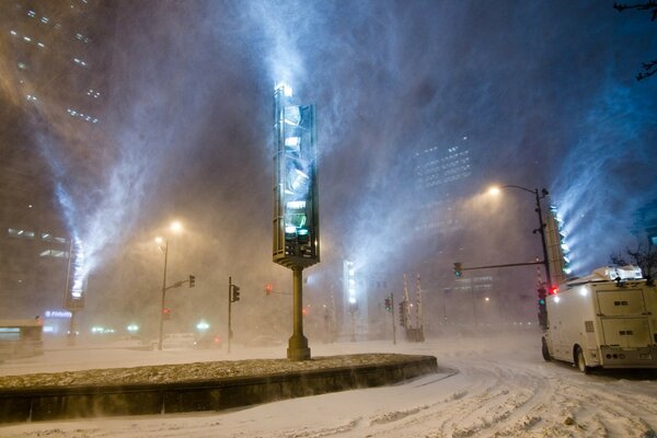 The raging of winter on city streets