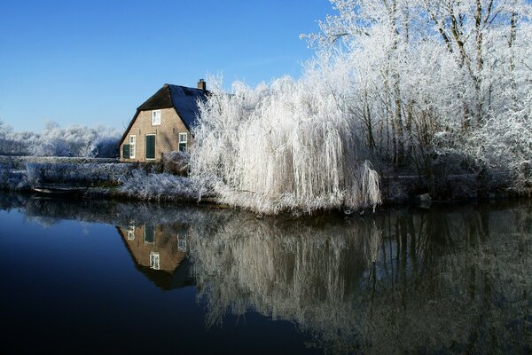 House on the shore of a beautiful lake