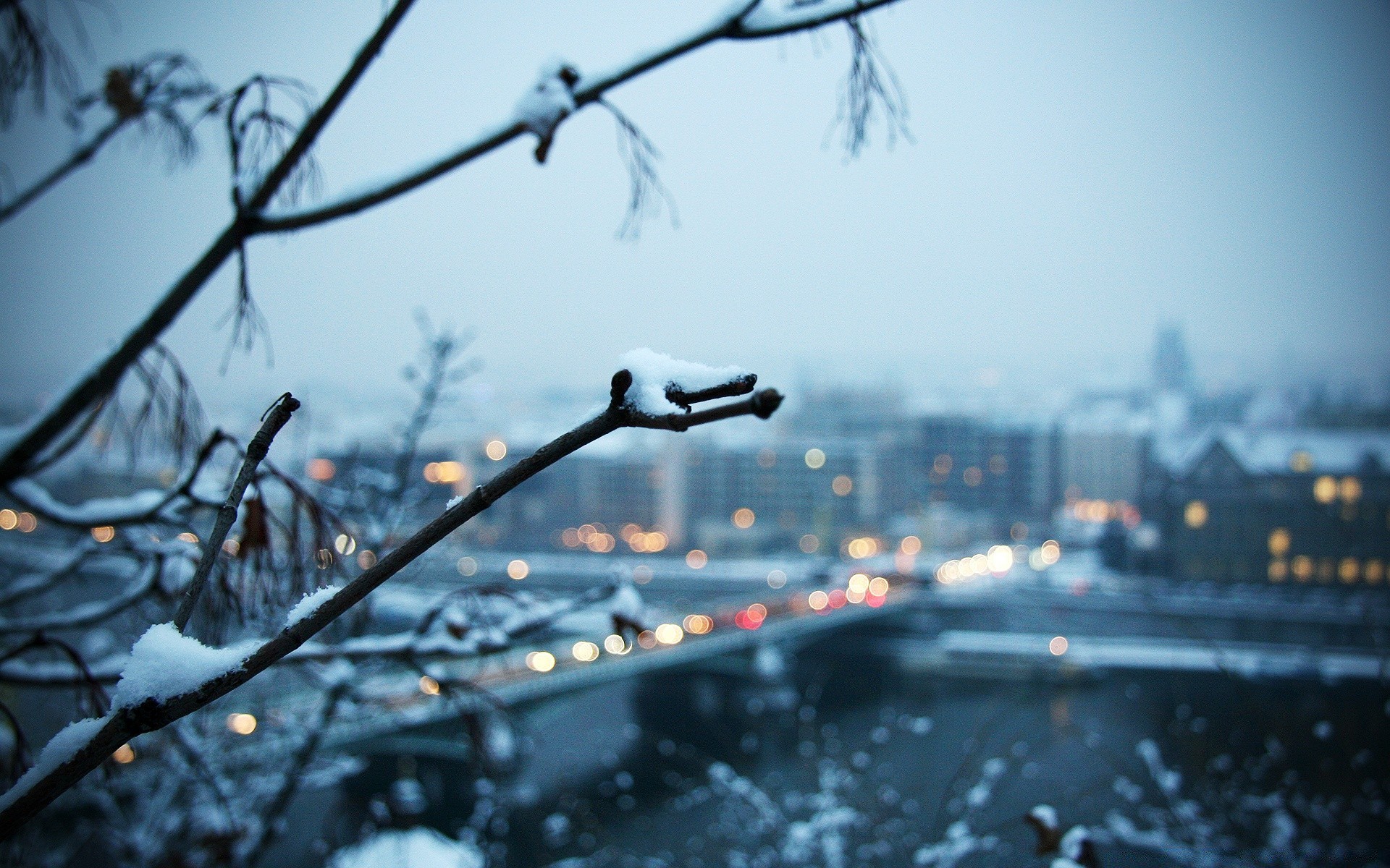 winter city outdoors snow rain water sky weather travel light storm