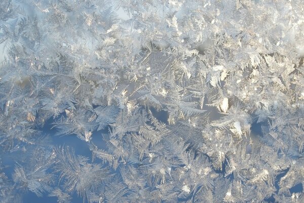 Winter schönes Muster mit Frost auf Glas