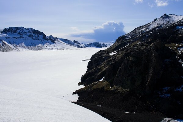 Winter mountains against the sky