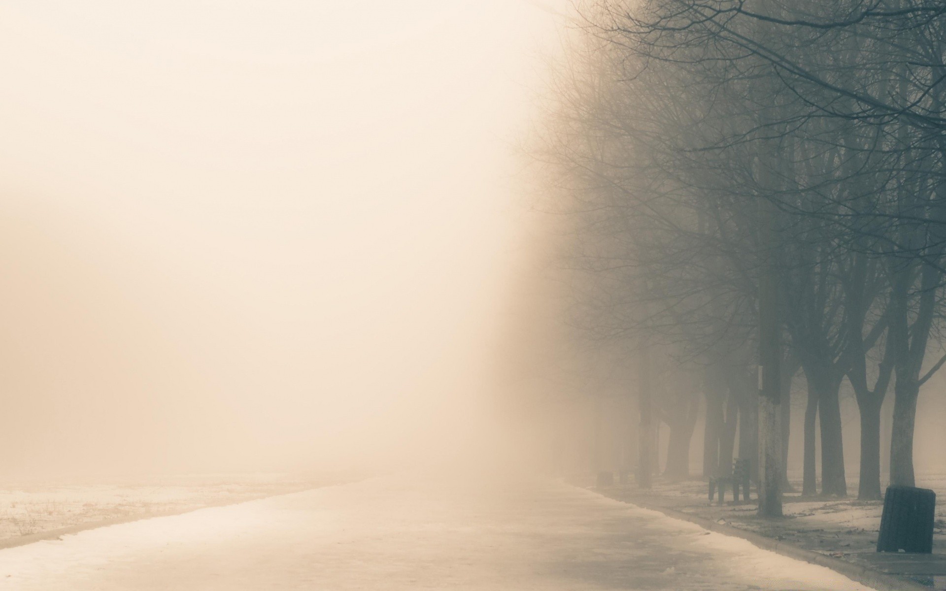 winter fog mist snow landscape dawn weather tree light sunset haze sun cold nature ice road outdoors evening backlit