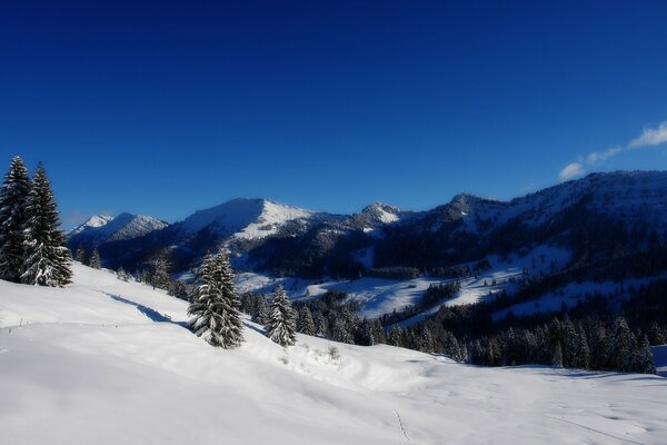 Mountain slope covered with snow