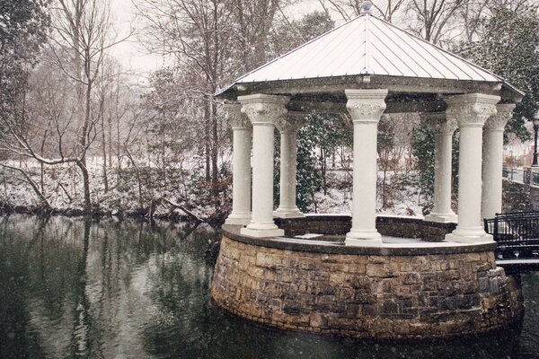 An old gazebo. Grey Sea