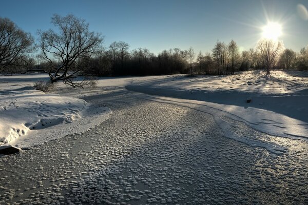 Ice cold snow in winter