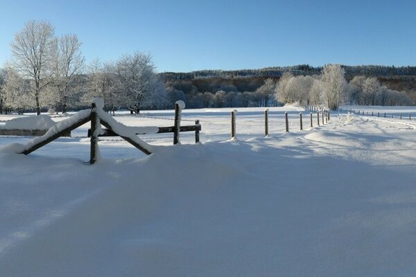 Winter snowy road landscape