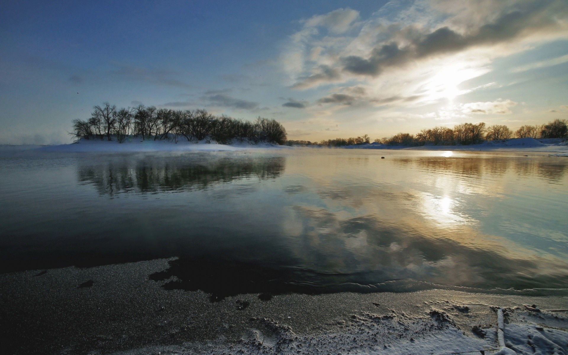 winter water sunset lake dawn landscape reflection nature sky river outdoors evening dusk