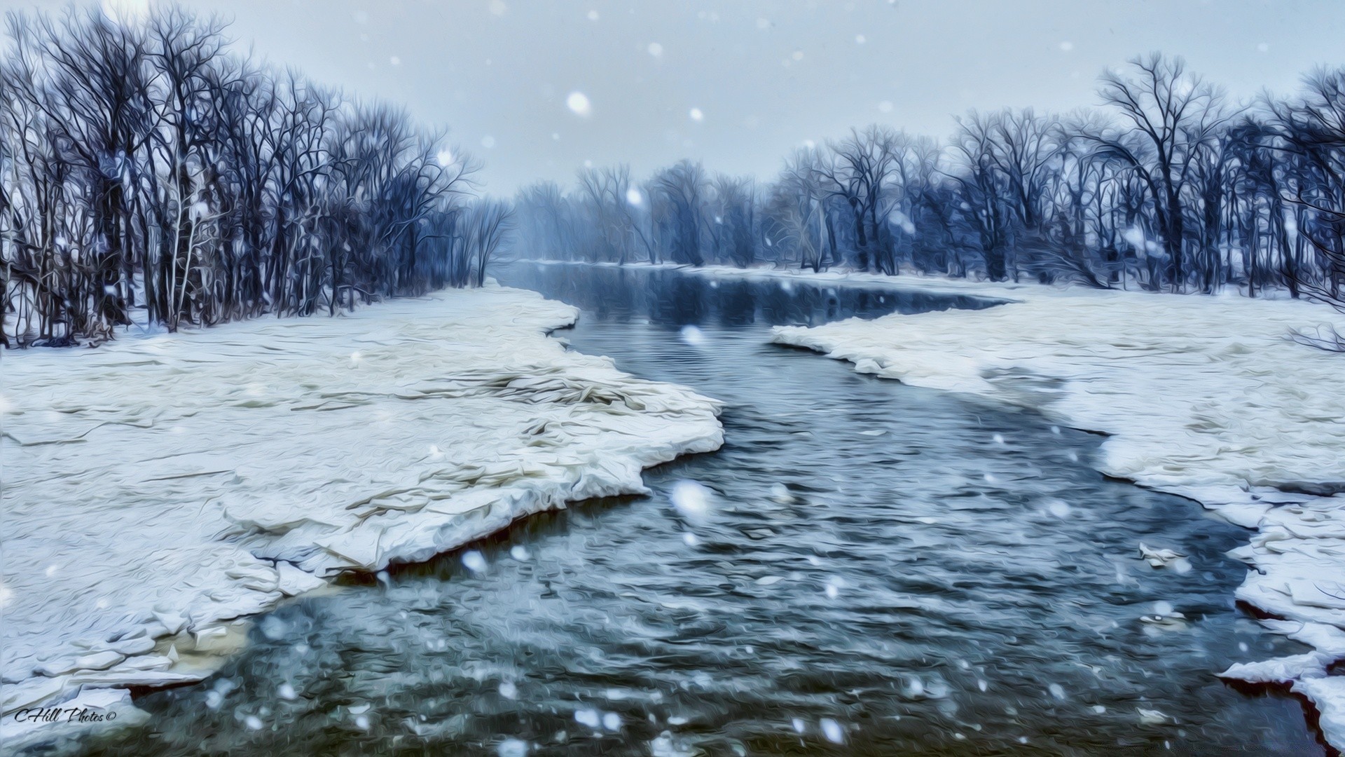 Сильный утренний мороз сковал ручьи. Весенние ручьи. Таяние снега. Река весной.