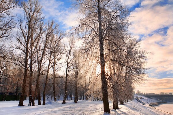 Vicolo bianco come la neve nel freddo