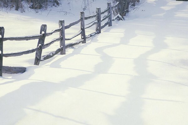 Beautiful winter landscape and fence