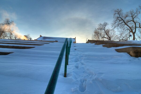 Cold snowy winter landscape