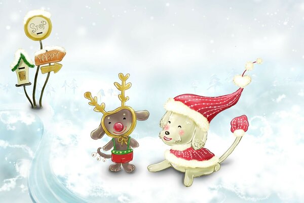 Hiver et animaux peints