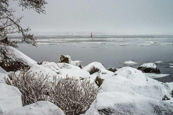 Mer et neige, glace, hiver